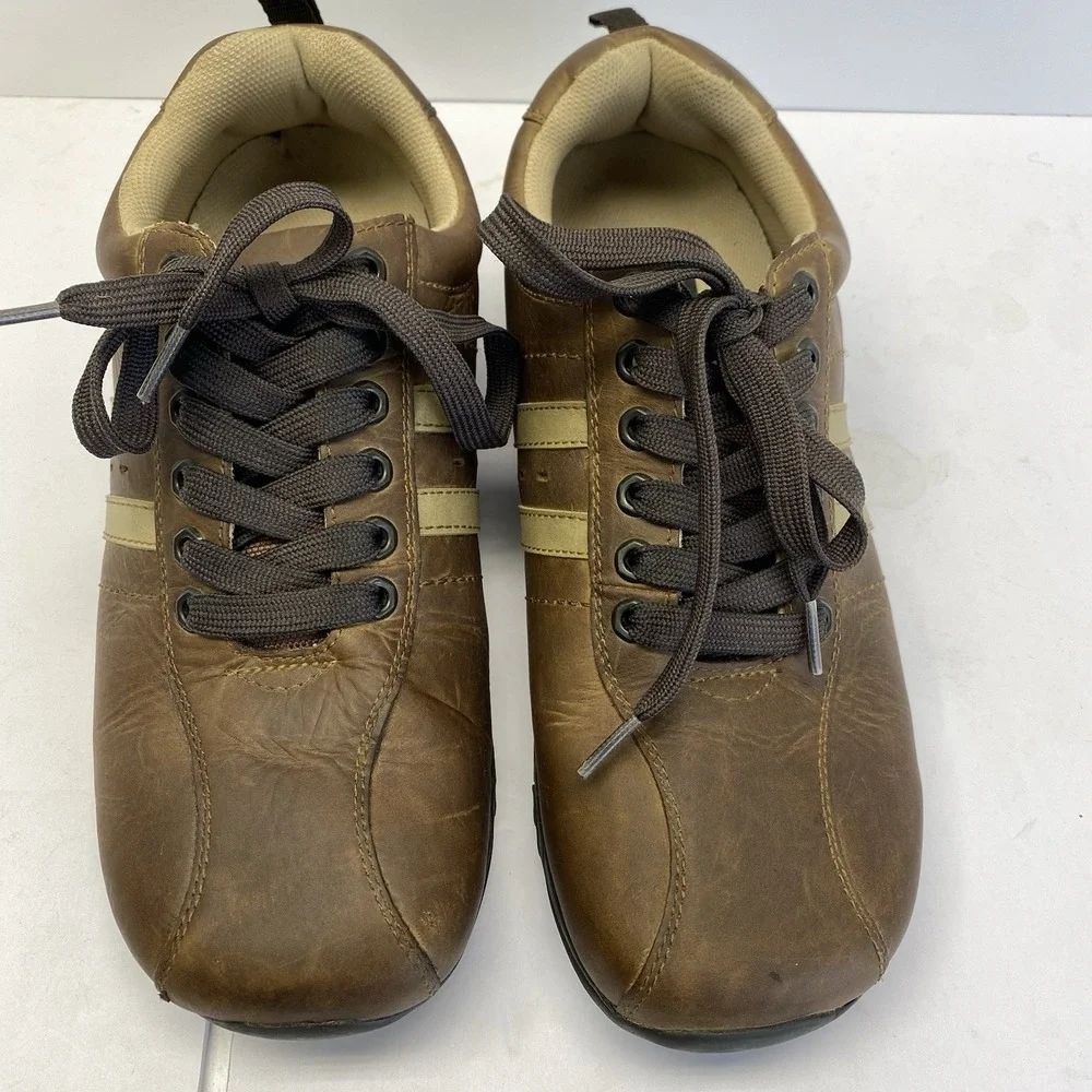 London Underground Shoes Mens 11 Riker Stone Square Toe Oxford Brown Leather EUC